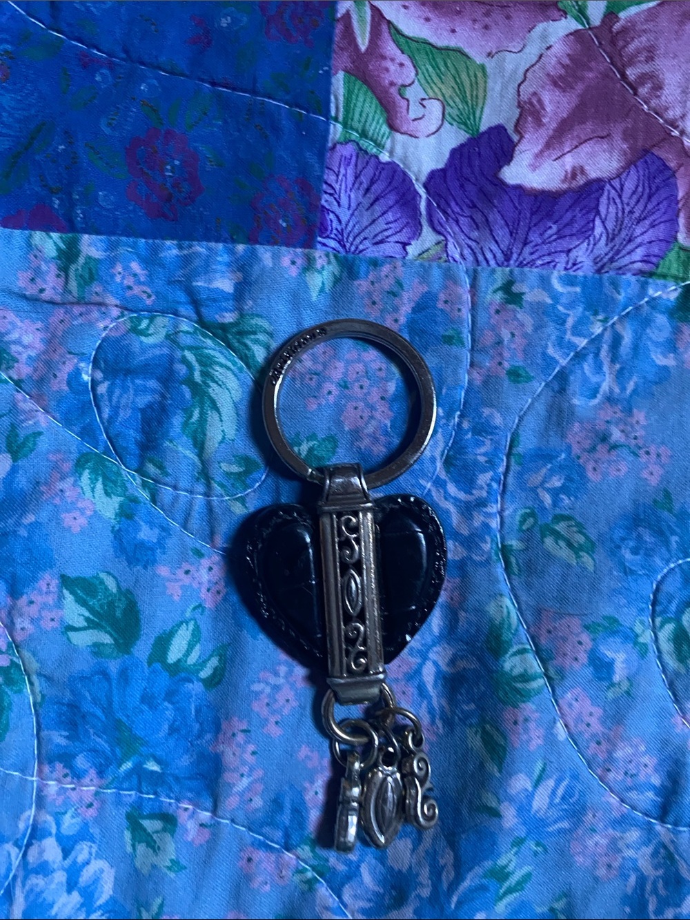 Brighton Black Heart Key Ring with Silver Decorative Charms
